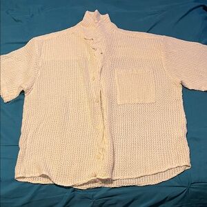 Zara Cream Button Down Knit Shirt